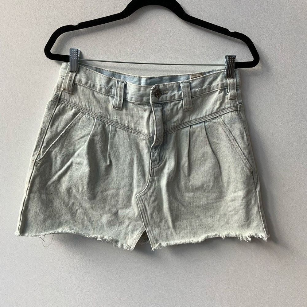 We the Free Light Wash Western Yoke Seam Denim Mini Skirt Size 28